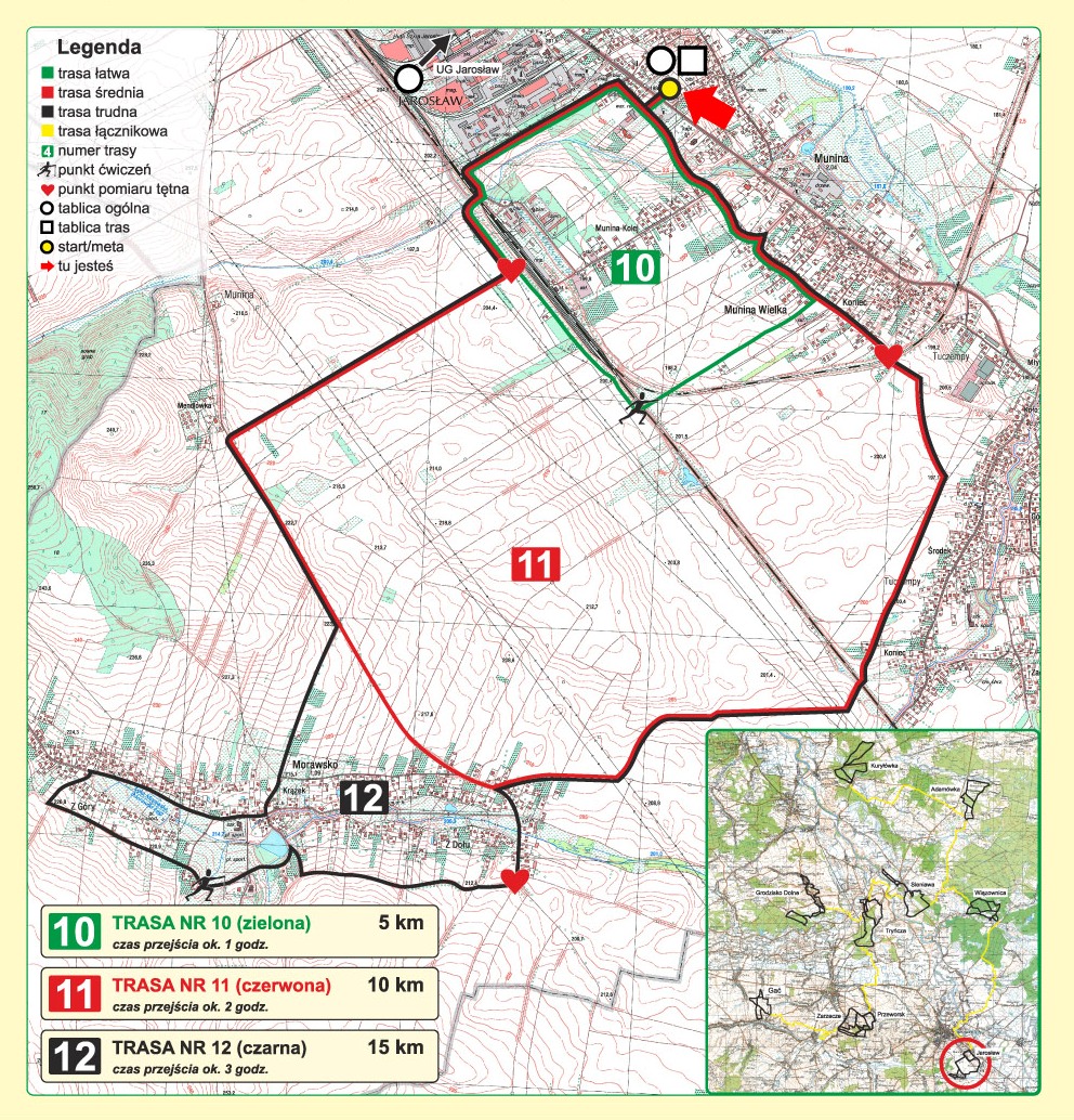 Mapa tras Nordic Walking Park - Sportowa dolina Gminy Jarosław