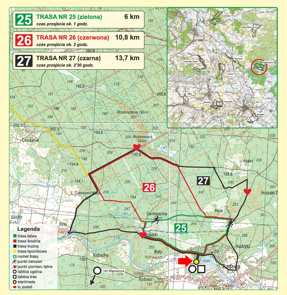 Mapa tras Nordic Walking Park Radawa"